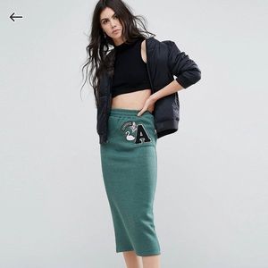 ASOS Tall Midi Sweat Skirt w/ Badging Details SZ 6